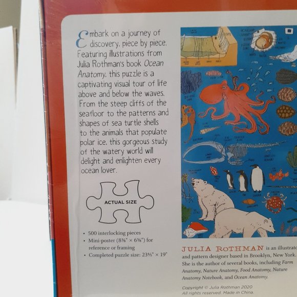Julia Rothman 500 piece puzzle OCEAN ANATOMY brand new in sealed box - Picture 5 of 5